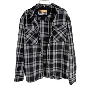 Eighth Avenue -Heavy Black and White Plaid Flannel Shirt - XL